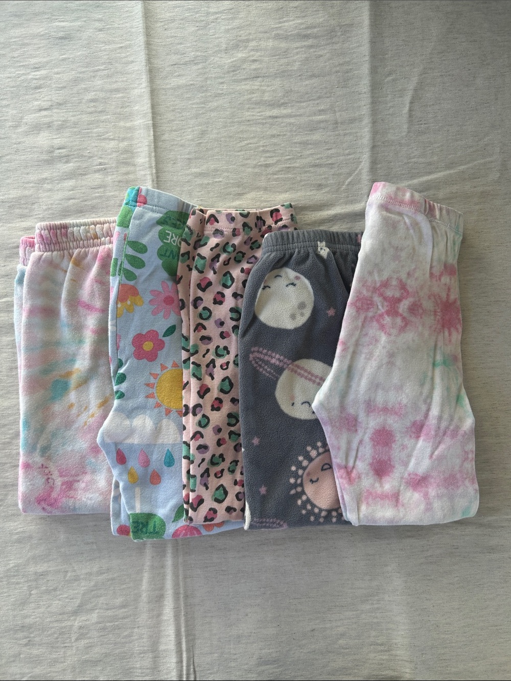 Girls' Assorted Patterned Pajama Pants - Pink/Gray Mix